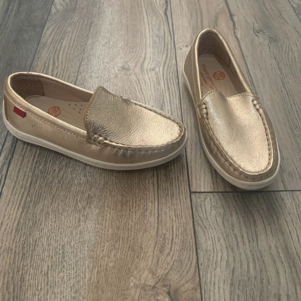 MARC JOSEPH NEW YORK GIRL'S GOLD LEATHER BROADWAY LOAFERS 10.5-NICE!
